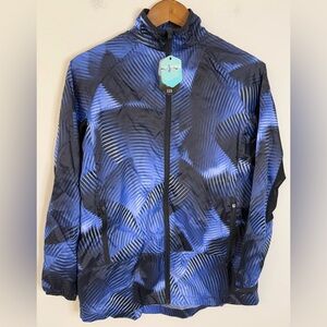 Rise performance jacket Blue & Black boho Pattern lightweight full zip SZ XXS